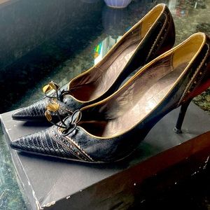 Vintage black Barney’s Stillettos with Tassel detail